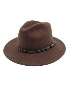 Jacaru 1847 Outback Fedora Hat - Brown (100% Australian Wool Travel Crushable Hat)