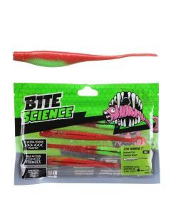 4 Pack of 7 Inch Bite Science Jerk Minnow Soft Plastic Lures - Radioactive