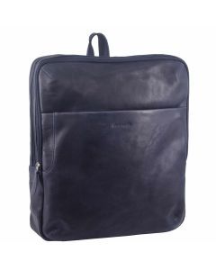 Pierre Cardin Unisex Rustic Leather Large Backpack Bag - Midnight Blue (Rucksack)