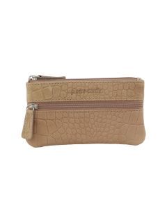 Pierre Cardin Womens Genuine Leather RFID Coin Purse Wallet - Taupe (Croc)