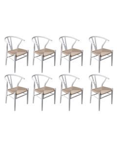 Levede 8x Dining Chairs Wooden Hans Wegner Chair Wishbone Chair Cafe Lounge Seat