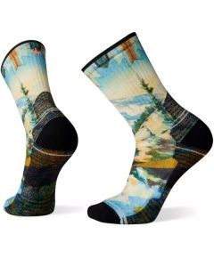 Smartwool Hike Light Cushion Mountain Print Crew Socks in Mist Blue - XL