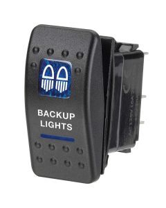 Narva 63142BL 12 Volt Illuminated Off/On Sealed Rocker Switch with "Backup Lights" Symbol (Blue)