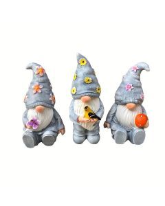 3-Piece Easter Resin Gnome Garden Statue Set Rustic Style