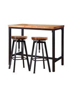 Levede 3Pcs Bar Table Barstools Industrial Wood Chair Set Home Kitchen Pub