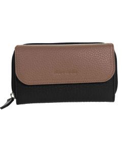 Pierre Cardin Ladies Tri-Fold Tab Wallet - Black/Taupe