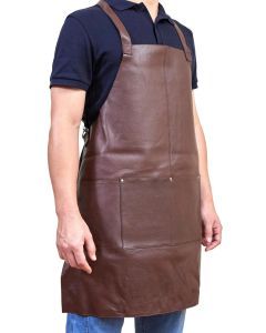 Pierre Cardin Professional Leather Apron - Brown (Butcher/Woodwork/Hairdressing/Barber/Chef)