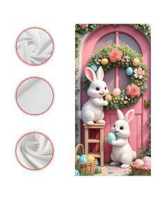 2D Easter Door Banner with Rabbits and Eggs