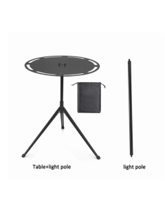 Round Aluminum Alloy Camping Table with Tripod and Storage Bag