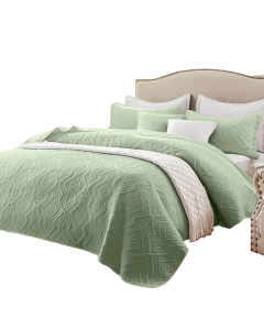 Grass Green Microfiber 3-Piece 150GSM Bedspread Set - Queen Size