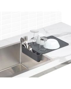 Joie Silicone Dish Drying Mat & Drainer Tray - Grey (24.5x9x8.5cm)