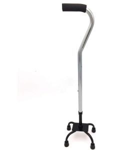 Adjustable Height Metal Quad Cane/Walking Stick w/ Folding Handle - 4 Way