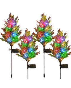 Twinkling Treasures: Festive Set of Four Solar Pine Lights for Christmas