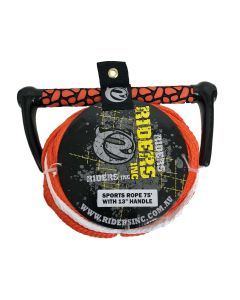 Riders Inc 75-Foot Water Ski Tow Rope with 13-Inch Aluminium Core Handle (Orange)