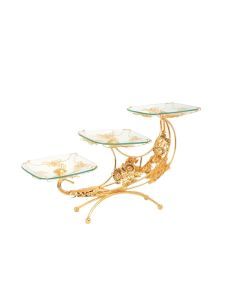 Golden Moon Metal Glass Tray Centerpiece