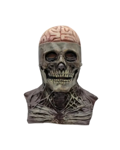 Halloween Skull Mask with Brain and Hat
