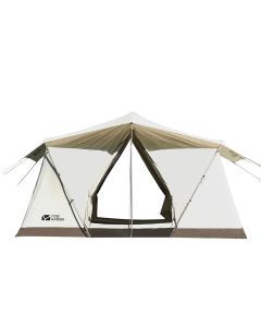 Camping Glamping Cotton Tent 3-Person Double-Layer Waterproof Tent Ivory