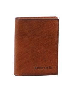 Pierre Cardin Mens Leather Tri-Fold Slim RFID Wallet - Tan (Credit Card Slots)