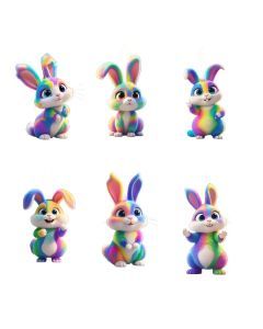 6pcs Colorful Rabbit Easter Decorations
