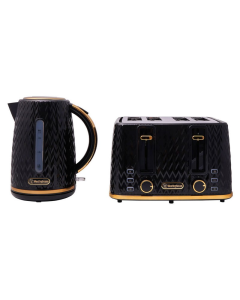 Westinghouse 1.7L Kettle & 4 Slice Toaster Pack - Black/Gold Zig Zag Pattern - WHKTPK13KG