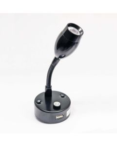 Dreamlighting LED Flexible Task Reading Light with USB - Black, DC12V, Cool White