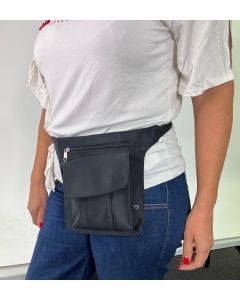 Milleni Waist Belt Bum Bag - Black (Utility Travel Adjustable Strap Belt w/ Zipper)