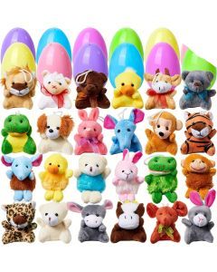 Colorful Plastic Easter Eggs with Mini Plush Toys