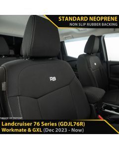 Razorback 4x4 GP4 Standard Neoprene 2x Front Seat Covers suitable for a Toyota Landcruiser 76 Series Post Facelift (GDJL76R)