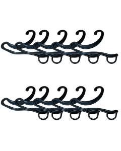 10x Sock Hangers Bulk Pack - Black (Plastic Sock Hooks for Retail/Display/Home)