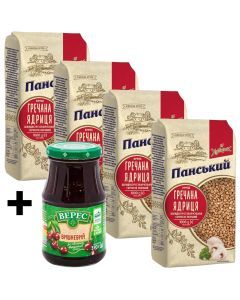 4kg Ukrainian Roasted Buckwheat Groats Kasha – 4 x 1kg Grechka + VERES Sour Cherry Jam Spread Varenya