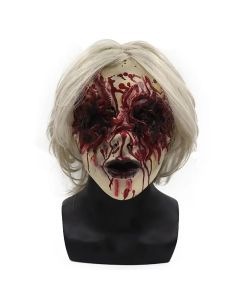 Spectral Elegance: The Haunting Beauty of a White-Haired Ghost Mask