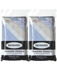 26x Seward Mens Handkerchiefs - 100% Cotton Hankies/Pocket Square