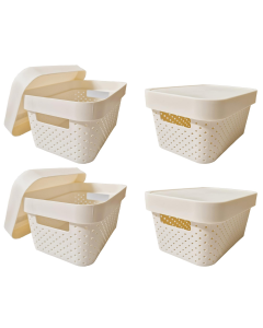 24x 5L Premium Plastic Storage Basket Container Box w/ Lid Bulk Pack (26.5*18*12.5cm)