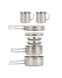 8-Piece Camping Cookware Mess Kit Silver