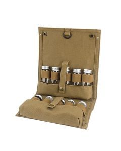 Outdoor Seasoning Bottles Set - Khaki Canvas Bag for Camping & BBQ