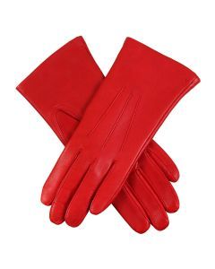 Dents Womens Emma Three-Point Leather Gloves - Berry Red