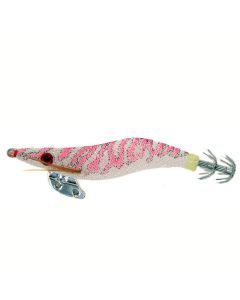 3.5 Inch Tsunami Pro Squid Jig Lure with Holographic Red Eyes - Pink Stripes
