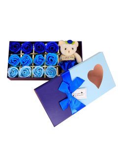 Scented Soap Flower Gift: 12-Piece Rose Bouquet in Heart-Shaped Box
