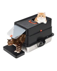 Pawz Stainless Steel Cat Litter Box Large Enclosed Removable Kitty Toilet