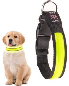 LED Dog Cat Collar USB Rechargeable Nylon Glow Flashing Light Up Safety Puppy