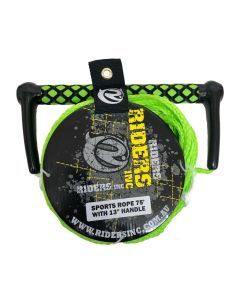 Riders Inc 75' GREEN Waterski Tow Rope with 13" Aluminium Core Handle