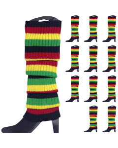 12x Indigenous Colours Ribbed Leg Warmers Bulk Pack - Womens Dance Costume/80s Party