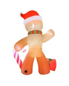 2.4M Christmas Inflatable Gingerbread Man with LED Decorations