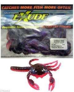 8 Pack of Exude 2 Inch Cajun Crab Scented Soft Plastic Lures - Mangrove Red