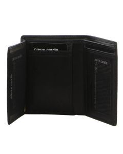 Pierre Cardin Mens Leather Tri-Fold Slim RFID Wallet - Black (Credit Card Slots)