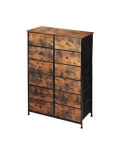 Levede Storage Cabinet Tower Chest of 12 Drawers Vintage Dresser Tallboy Retro