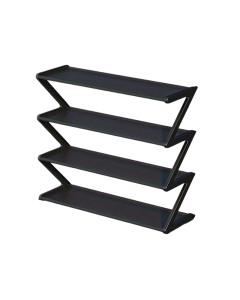 Shoe Rack Z-Shelf Black Plastic Organizer (4-Tier)