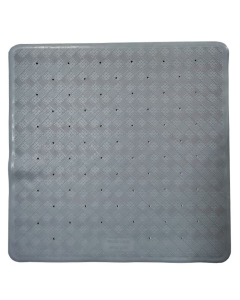 Grey Square Rubber Shower Mat - Non-Slip Suction Cups - 53x53cm (Bathroom Safety)