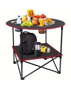 Folding Camping Table with Cup Holders & Carry Bag