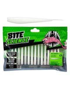 15 Pack of 3 Inch Bite Science Mad Minnow Soft Plastic Lures - Glow White